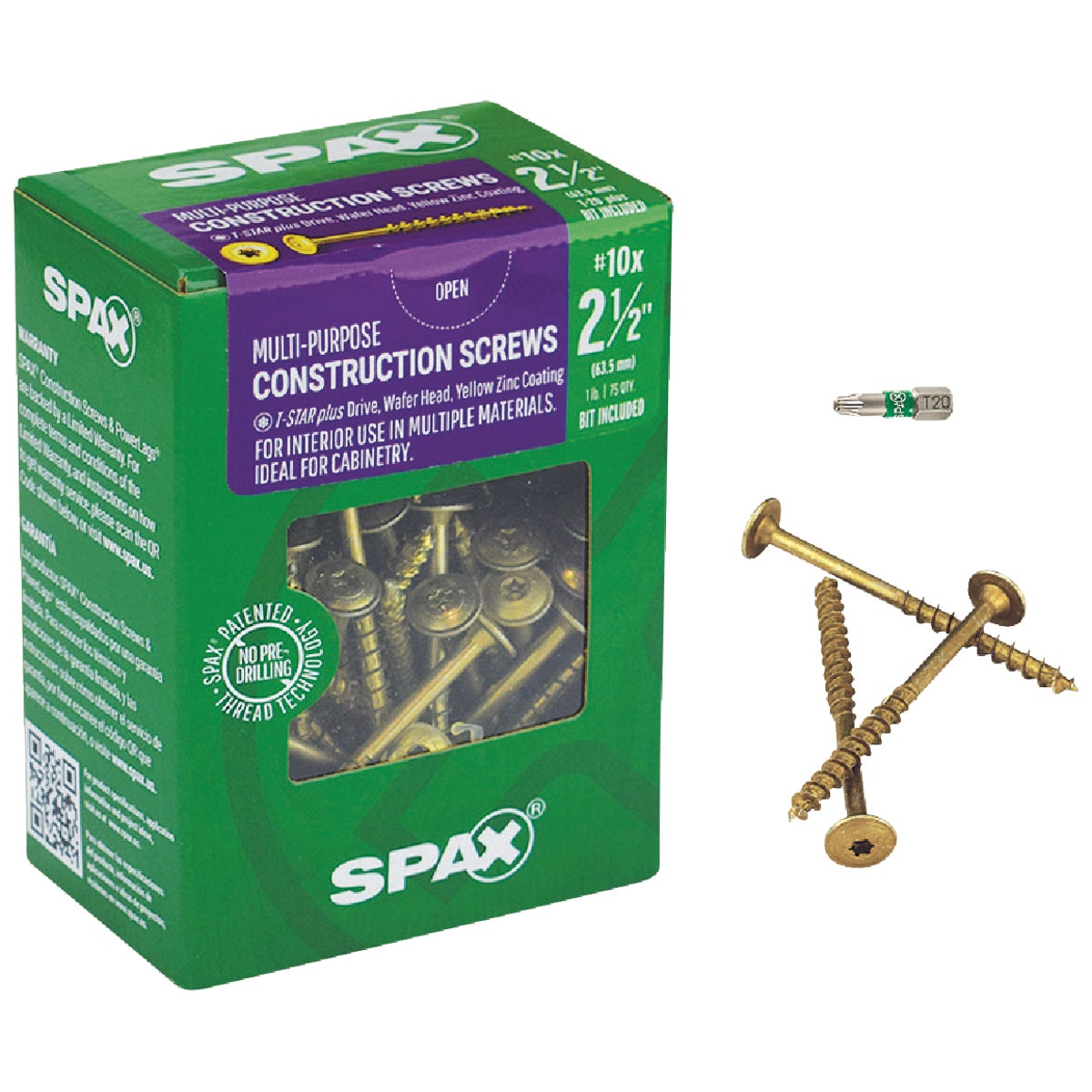 SPAX #10 x 2-1/2 In. T20 Plus Wafer Head Yellow Zinc (Interior) Cabinet Screw (75-Count)