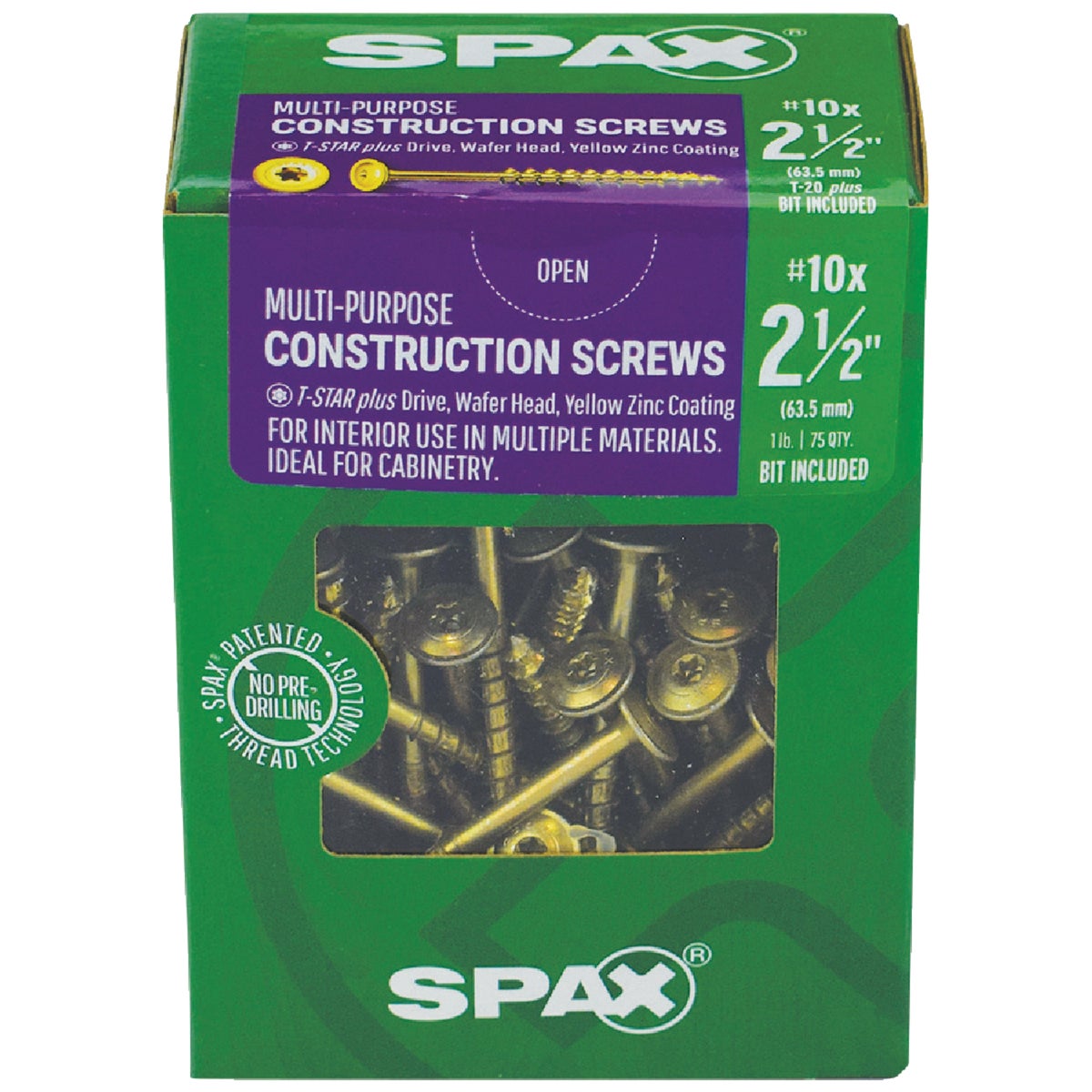 SPAX #10 x 2-1/2 In. T20 Plus Wafer Head Yellow Zinc (Interior) Cabinet Screw (75-Count) Image 2
