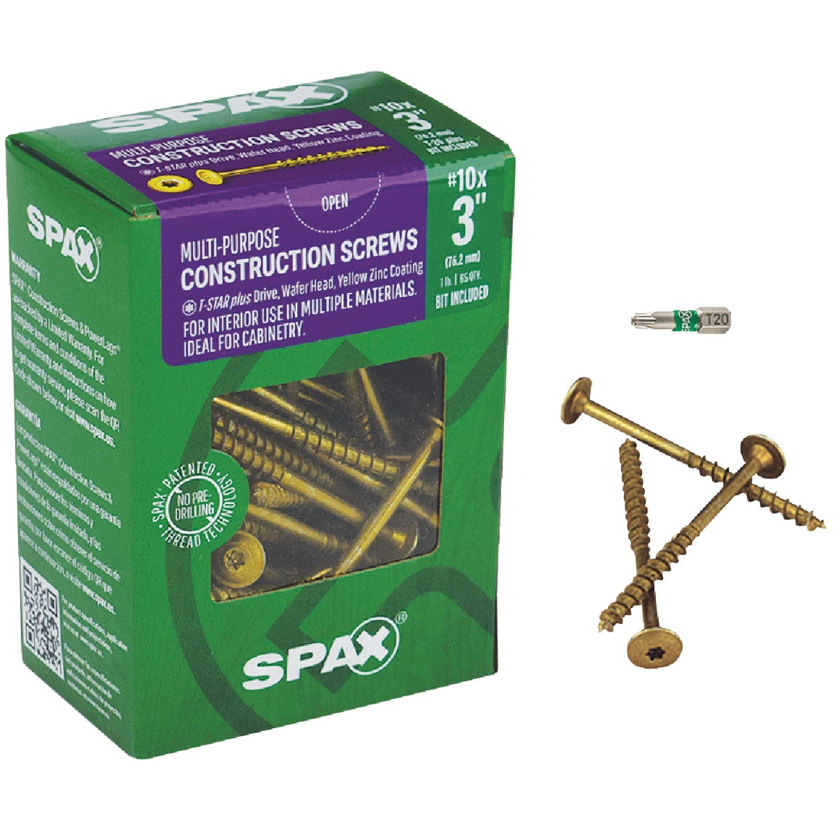 SPAX #10 x 3 In. T20 Plus Wafer Head Yellow Zinc (Interior) Cabinet Screw (65-Count)