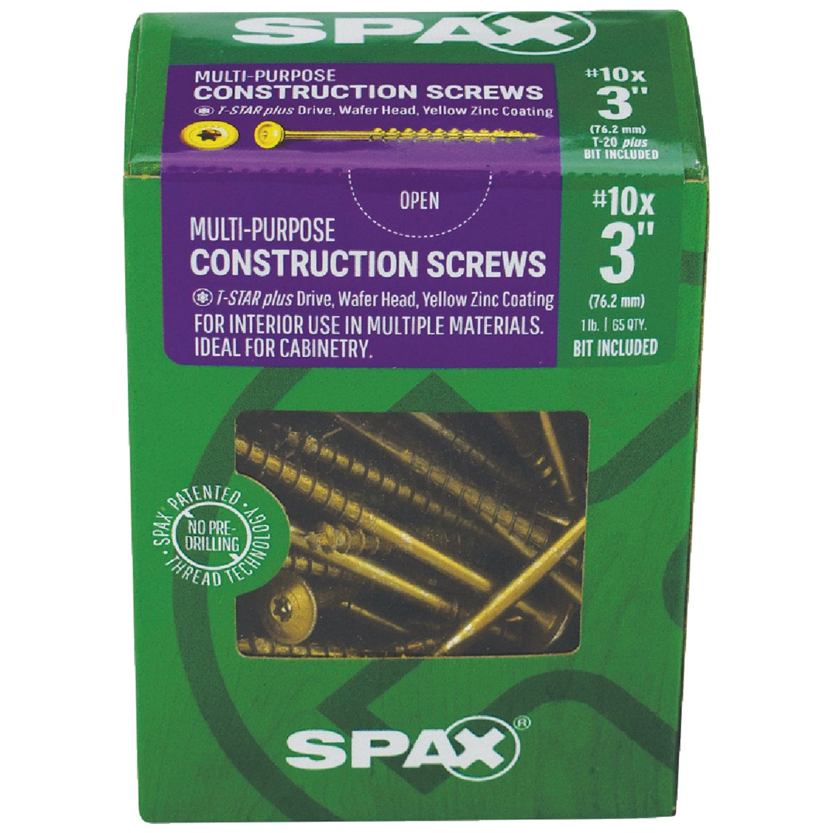 SPAX #10 x 3 In. T20 Plus Wafer Head Yellow Zinc (Interior) Cabinet Screw (65-Count) Image 2