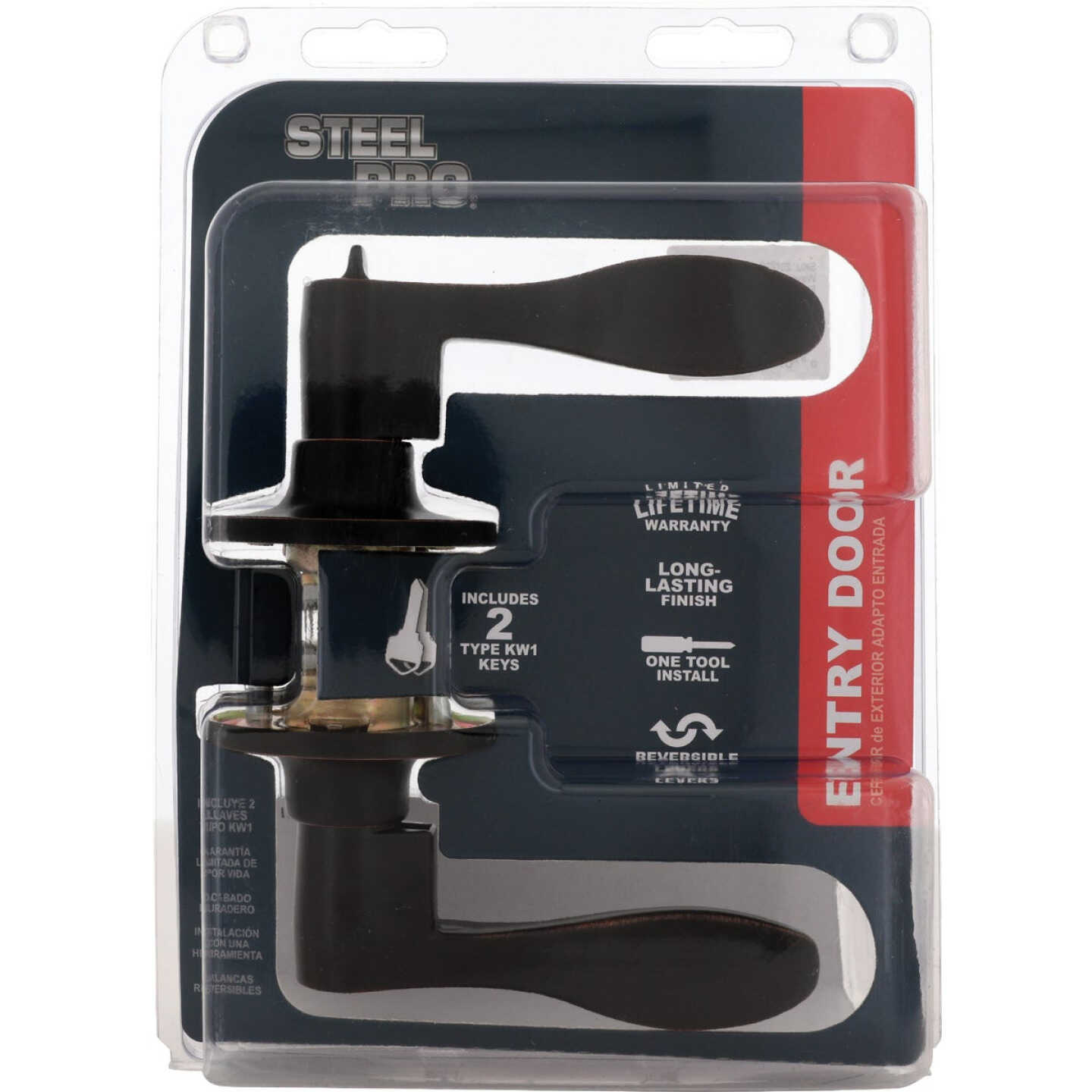 Steel Pro Oil Rubbed Bronze Wave Entry Door Lever Image 2