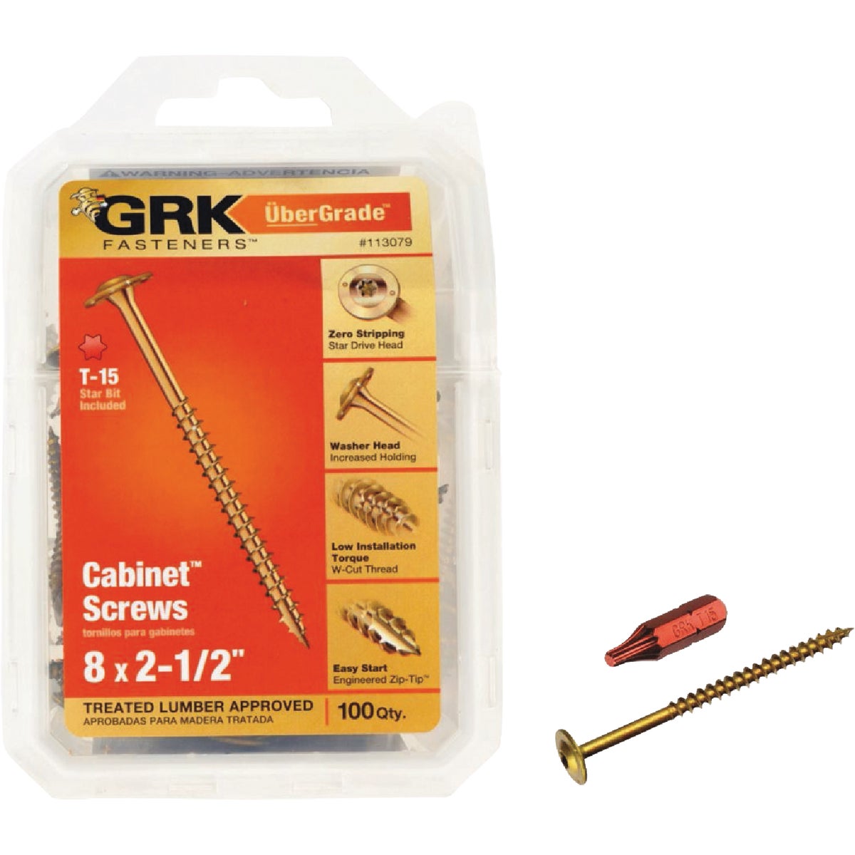 GRK #8 x 2-1/2 In. Star Drive Cabinet Screw (100-Count) Image 1