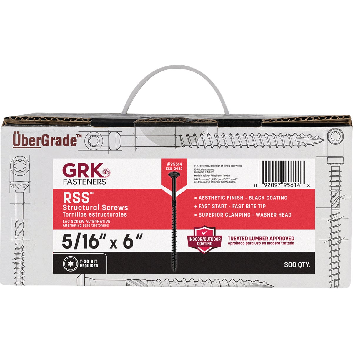 GRK RSS 5/16 In. x 6 In. Black Exterior Wood Structural Screw (300-Count) Image 1