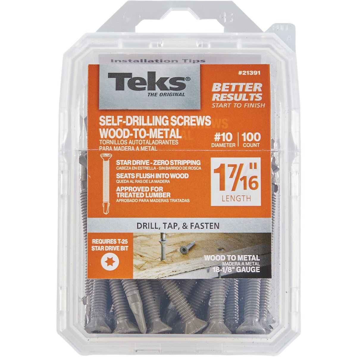 Teks #10 x 1-7/16 In. Star Head Drill Point Wood-to-Metal Screws (100-Count) Image 1