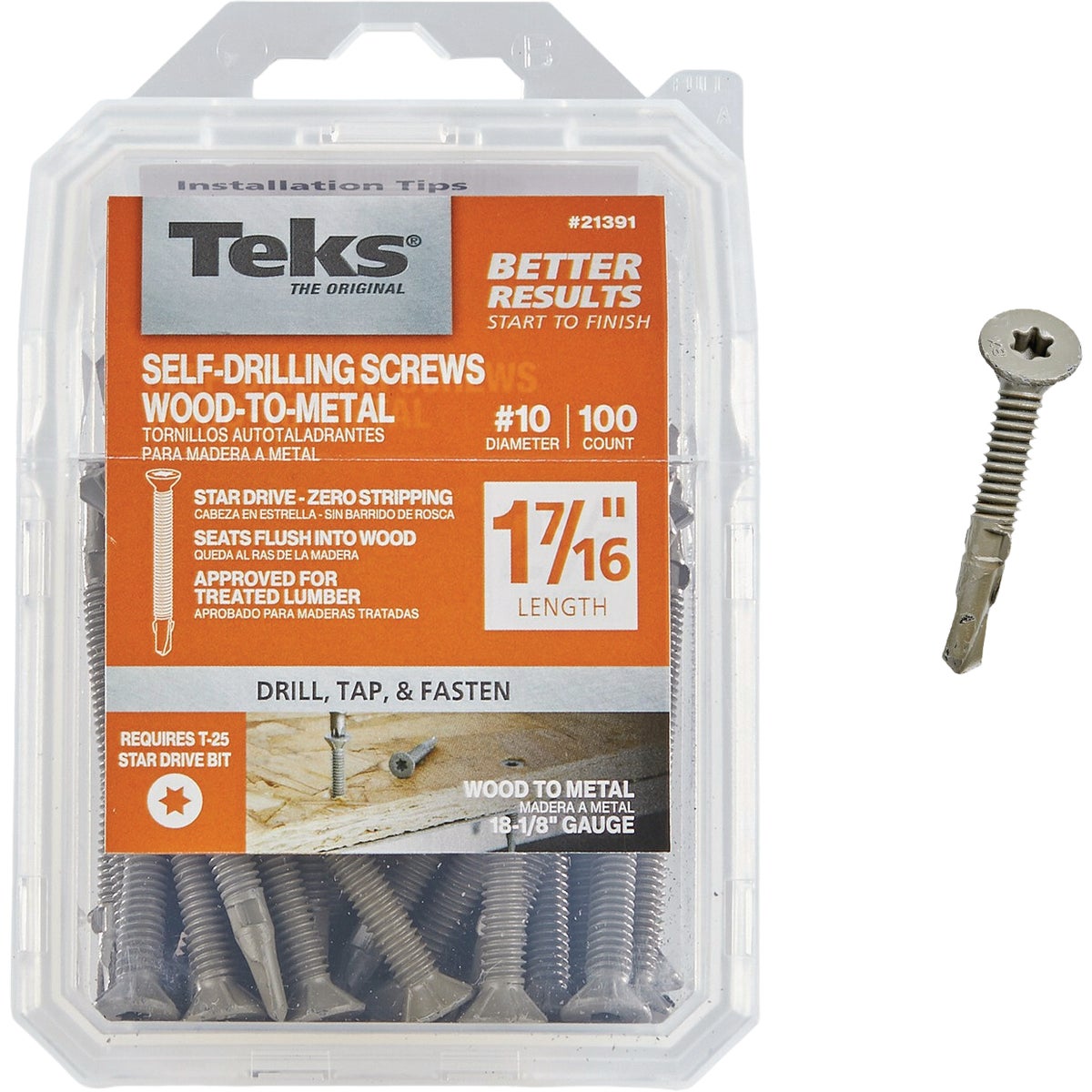 Teks #10 x 1-7/16 In. Star Head Drill Point Wood-to-Metal Screws (100-Count) Image 6