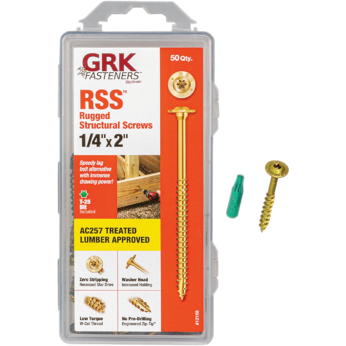 GRK RSS Rugged 1/4 In. x 2 In. Star Drive Washer-Head Structure Screw (50-Count) Image 1