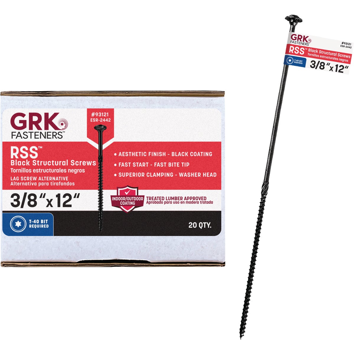 GRK RSS 3/8 In. x 12 In. Black Exterior Structural Screw (20-Count) Image 4