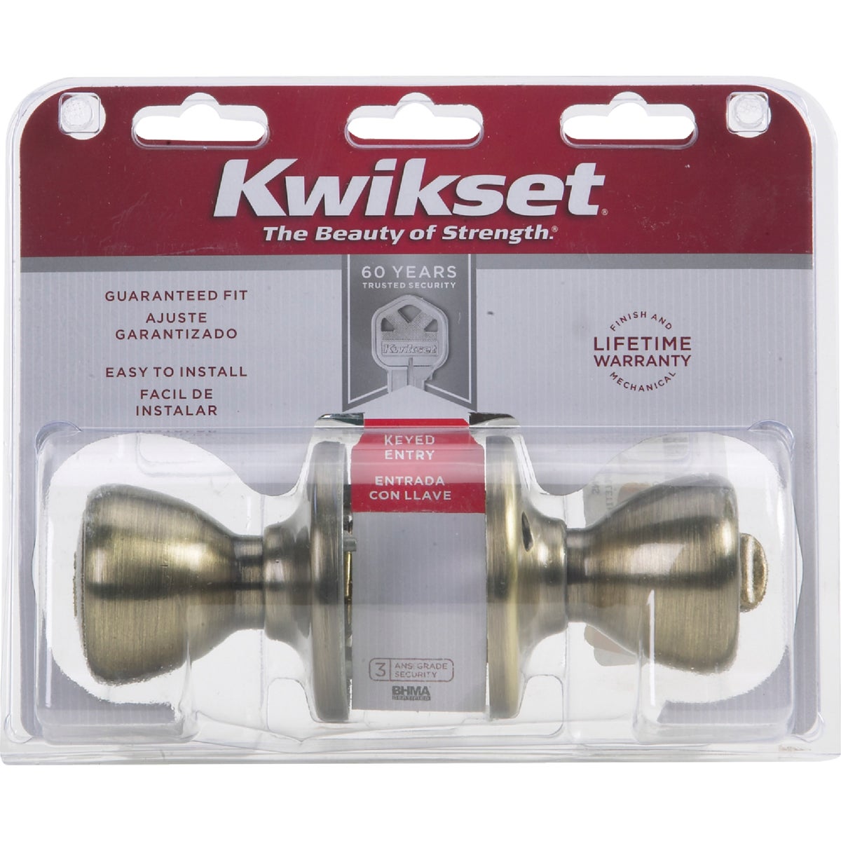 Kwikset Tylo Antique Brass Entry Door Knob  Image 2