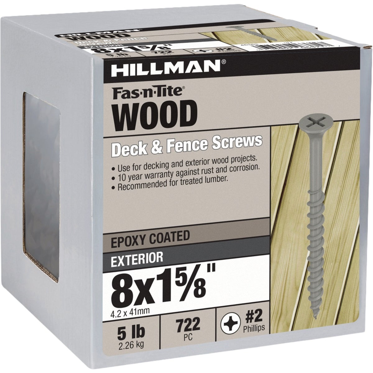 Hillman Fas-N-Tite #8 x 1-5/8 In. Exterior Coated Wood Screw (722-Count)
