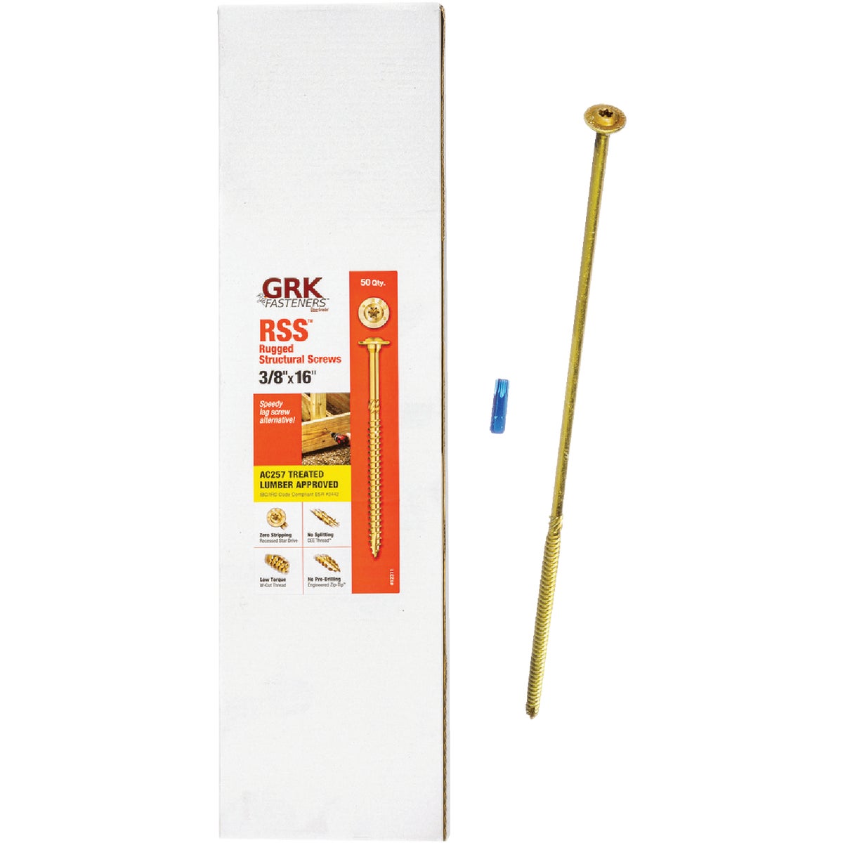 GRK RSS Rugged 3/8 In. x 16 In. Star Drive Washer-Head Structure Screw (50-Count) Image 1