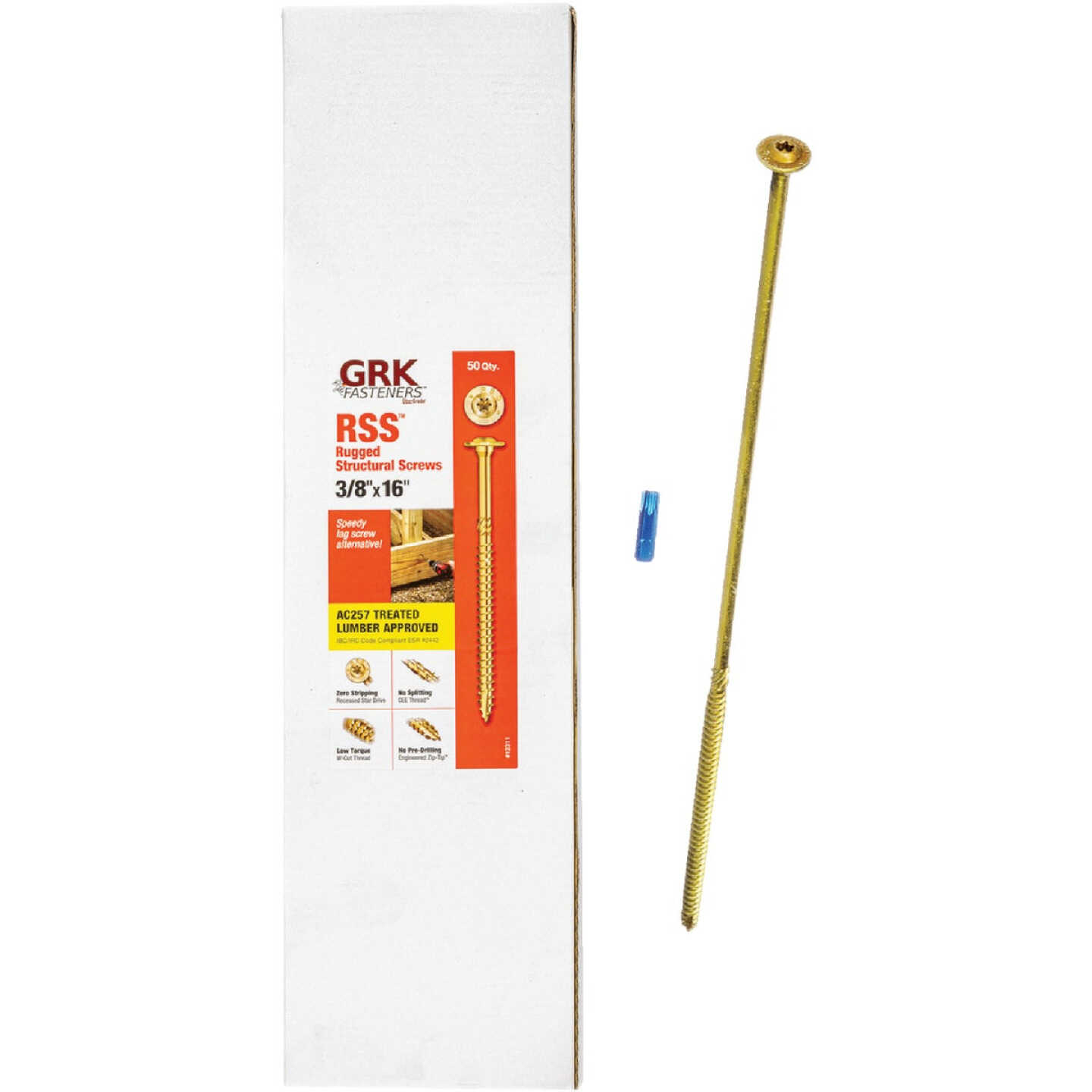 GRK RSS Rugged 3/8 In. x 16 In. Star Drive Washer-Head Structure Screw (50-Count) Image 1