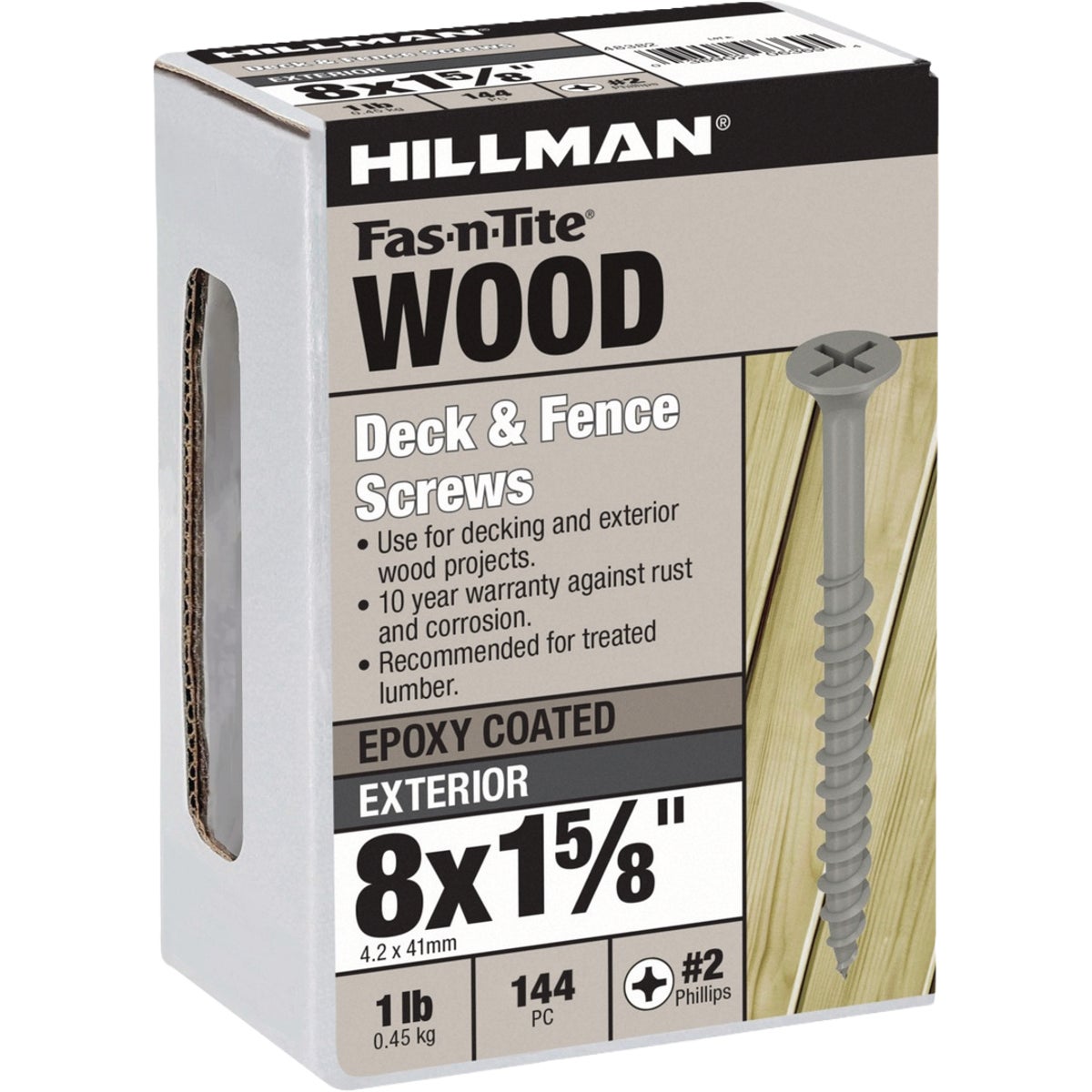 Hillman Fas-N-Tite #8 x 1-5/8 In. Exterior Coated Wood Screw (144-Count)