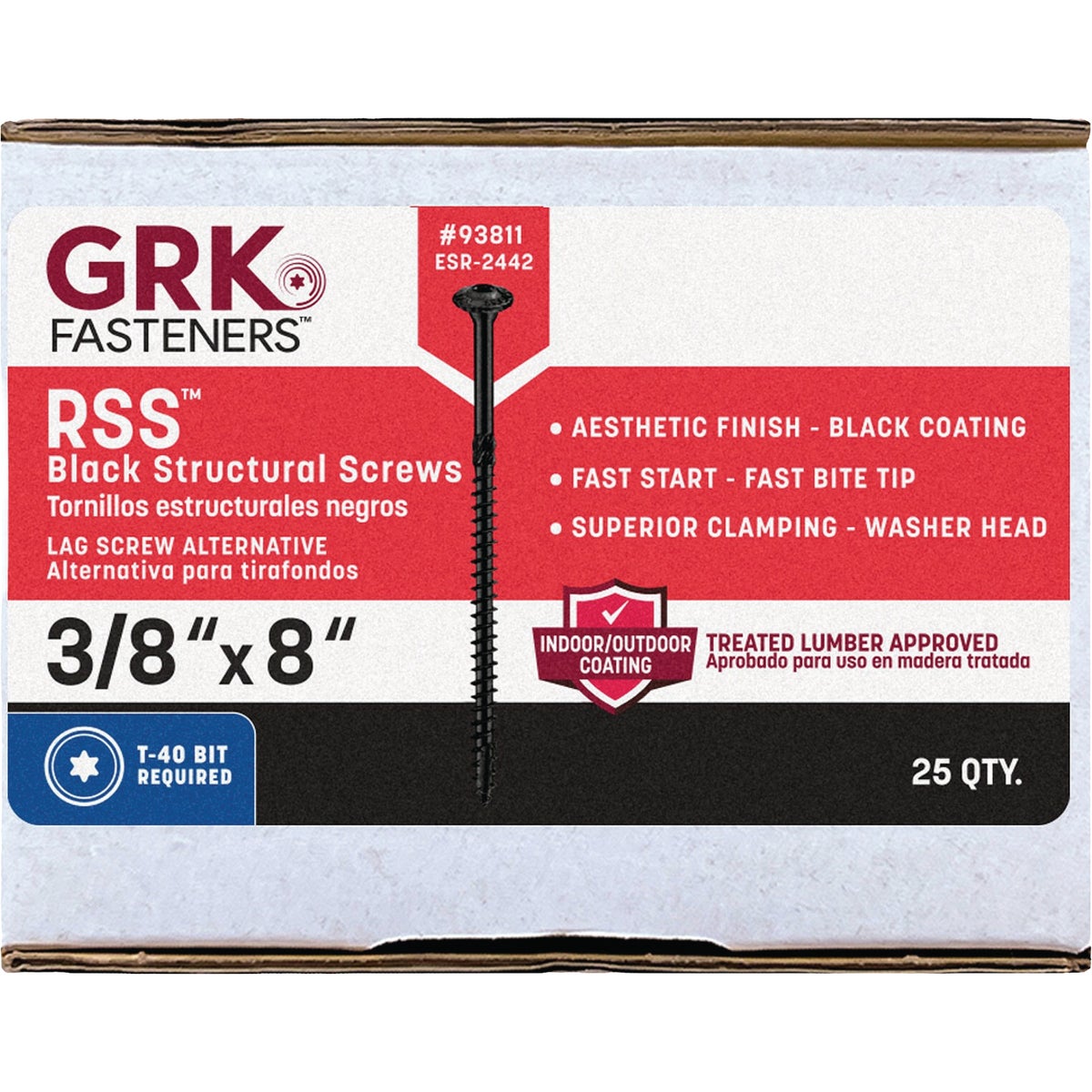 GRK RSS 3/8 In. x 8 In. Black Exterior Structural Screw (25-Count) Image 5