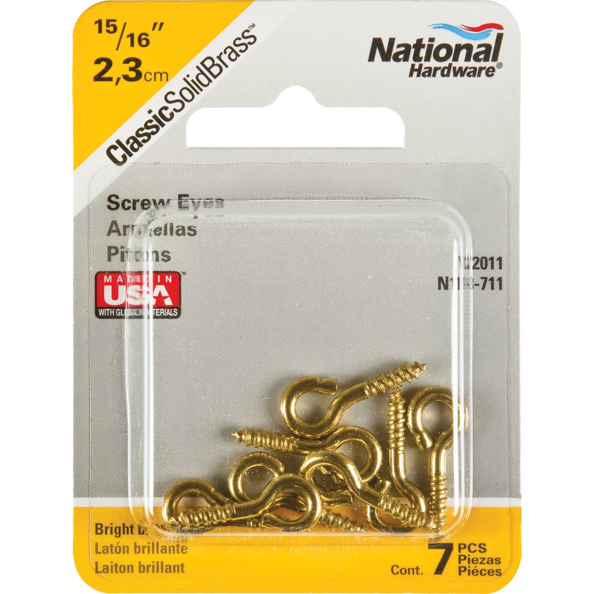 National Hardware #212 Brass Small Screw Eye (7-Count) Image 2