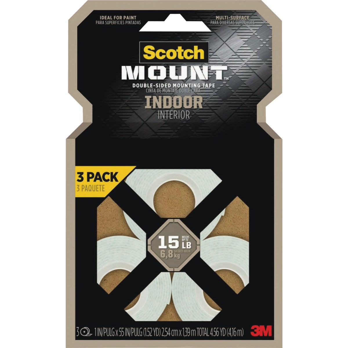 Scotch-Mount 1 In. x 55 In. Indoor Double-Sided Mounting Tape (3-Pack)