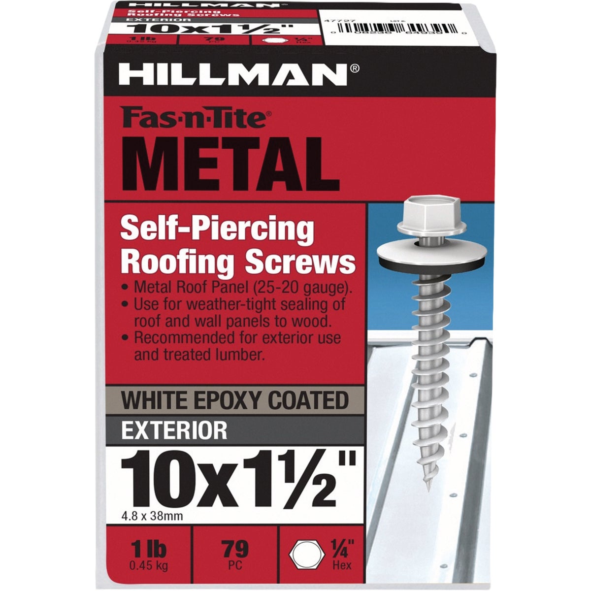 Hillman Fas-n-Tite #10 x 1-1/2 In. White Painted Self-Piercing Roofing Screw (79-Count)