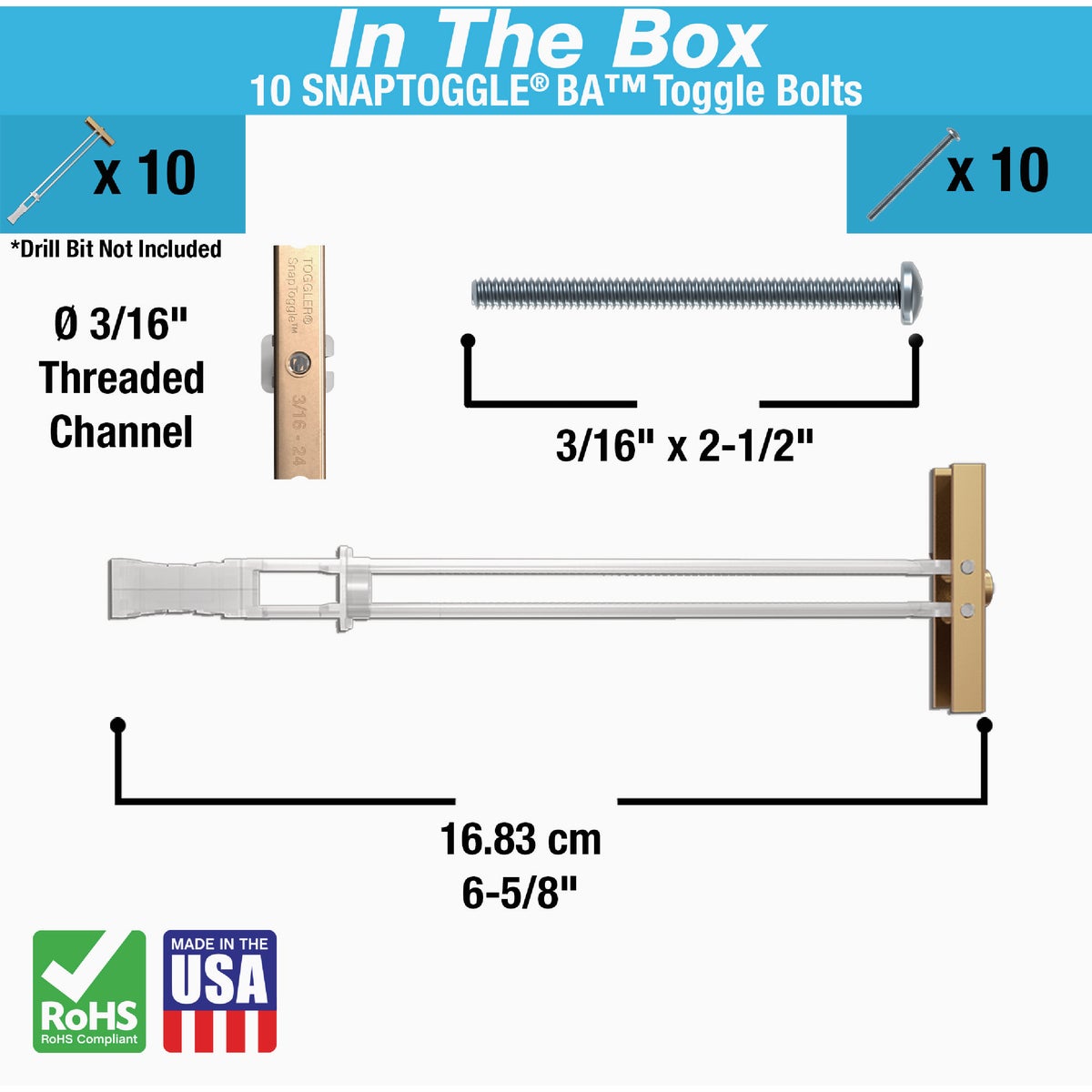 Toggler Snaptoggle 3/16 In.-24 x 2 In. Toggle Bolt (10-Count) Image 2