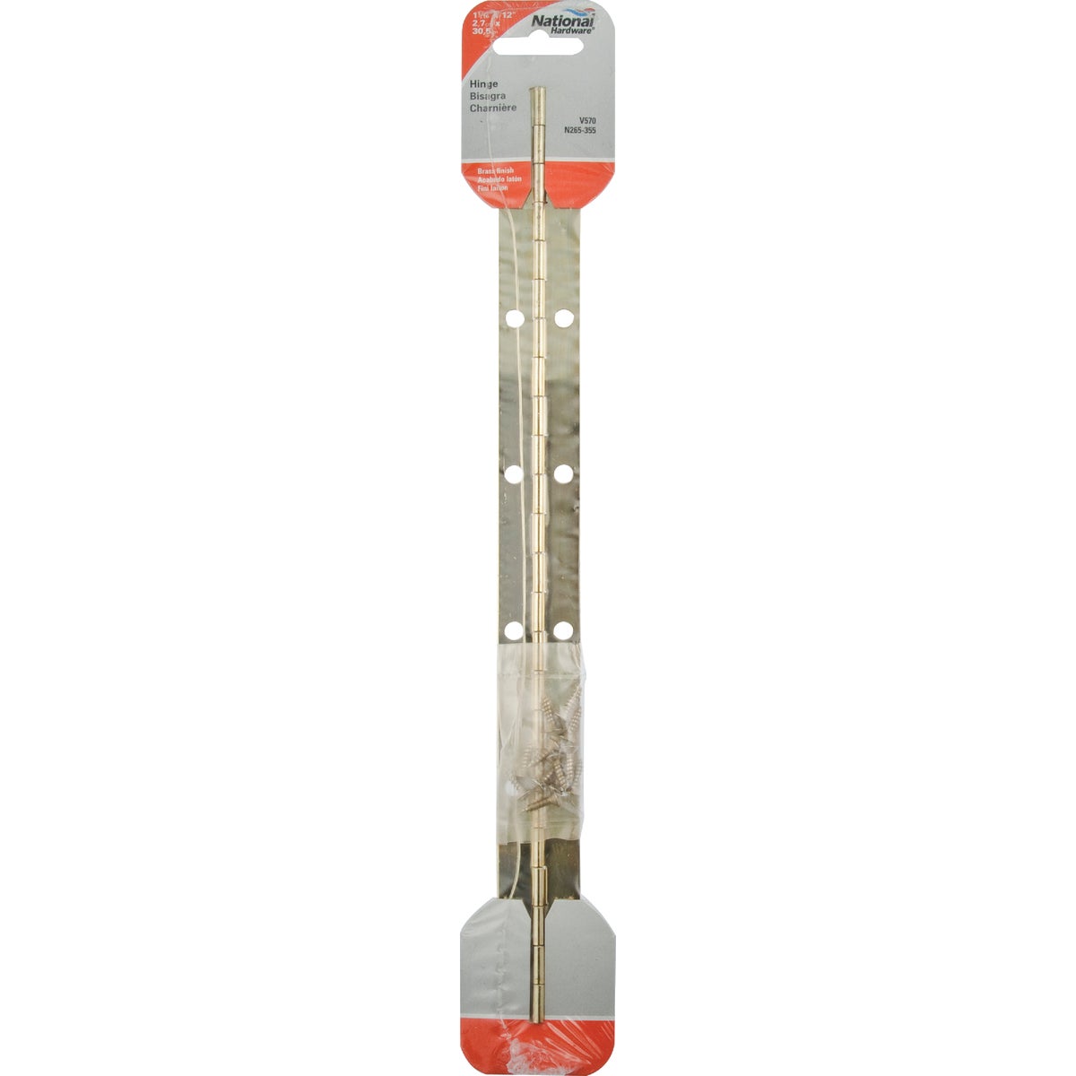 National Hardware Steel 1-1/16 In. x 12 In. Bright Brass Continuous Hinge Image 2