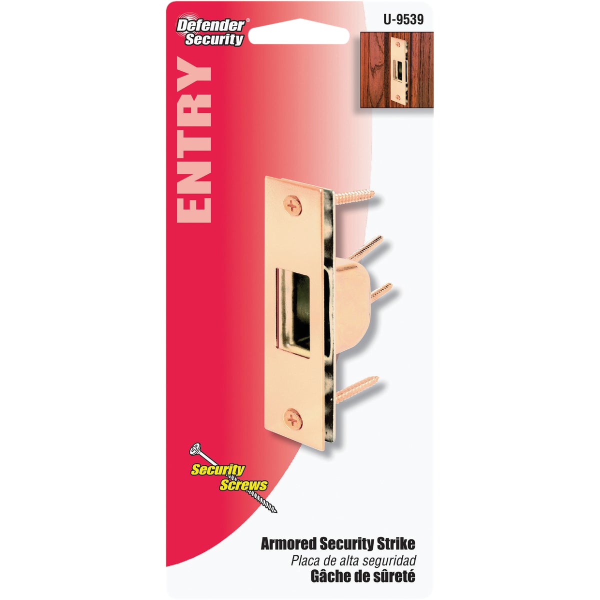 Defender Security Brass 1-1/4 In. High Security Strike Plate Image 2