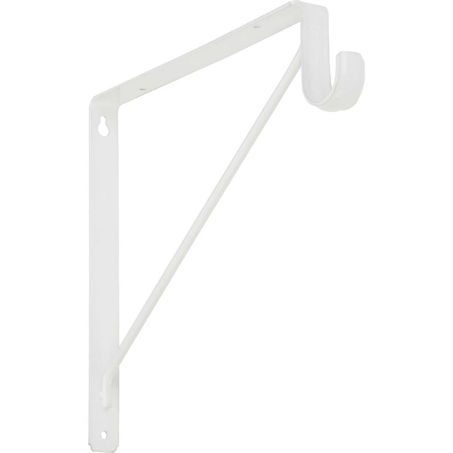 Stanley Home Designs 12-5/8 In. H. x 11 In. D. Shelf & Rod Bracket, White Image 1