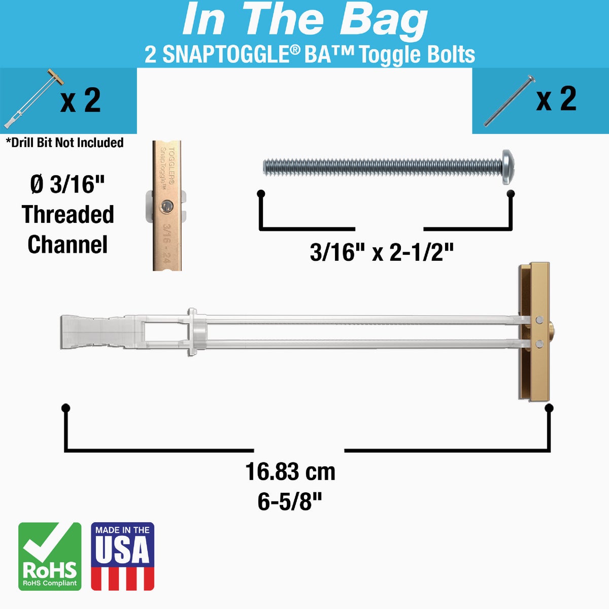 Toggler Snaptoggle 3/16 In.-24 x 2 In. Toggle Bolt (2-Count) Image 2