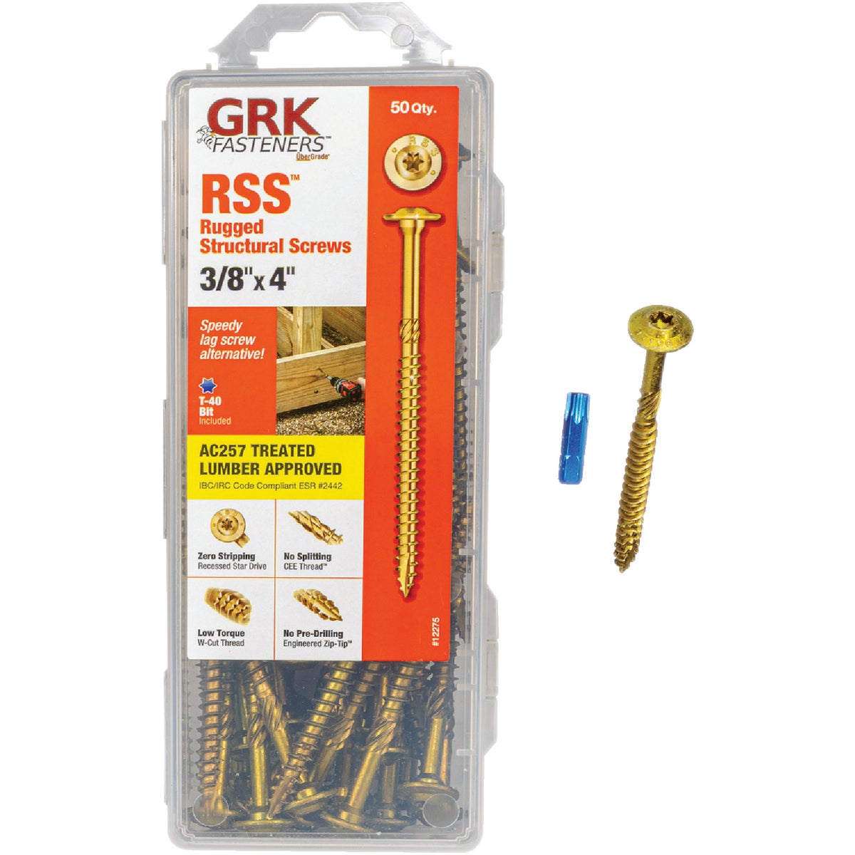 GRK RSS Rugged 3/8 In. x 4 In. Star Drive Washer-Head Structure Screw (50-Count) Image 1