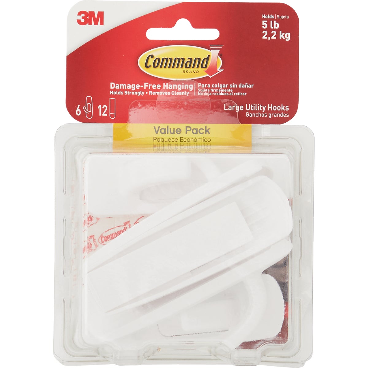 Command Large Utility Hook Value Pack, White, 6 Hooks, 16 Strips Image 7