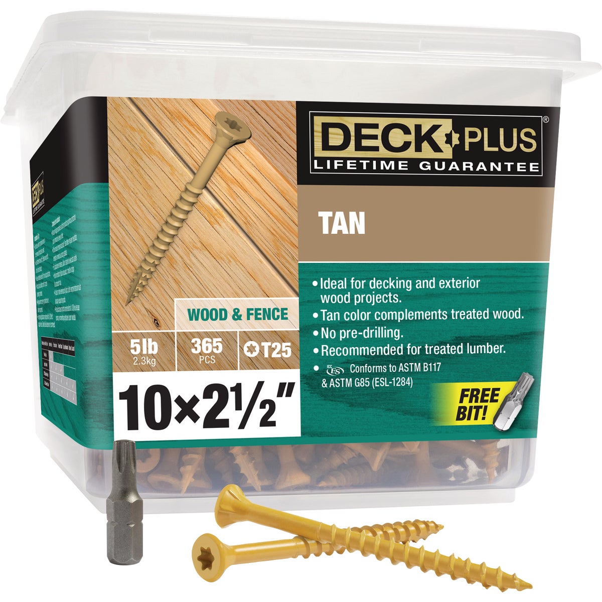 Hillman Deck Plus #10 x 2-1/2 In. Tan Deck Screw (365-Count) Image 1