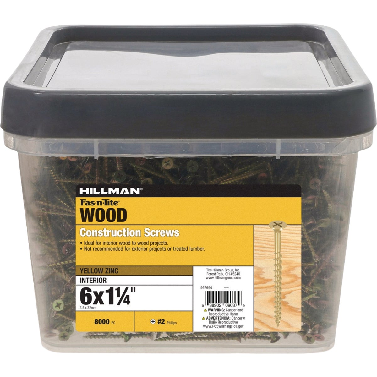 Hillman Fas-N-Tite #6 x 1-1/4 In. Phillips Bugle Head All-Purpose Wood Screw (8000-Count) Image 1