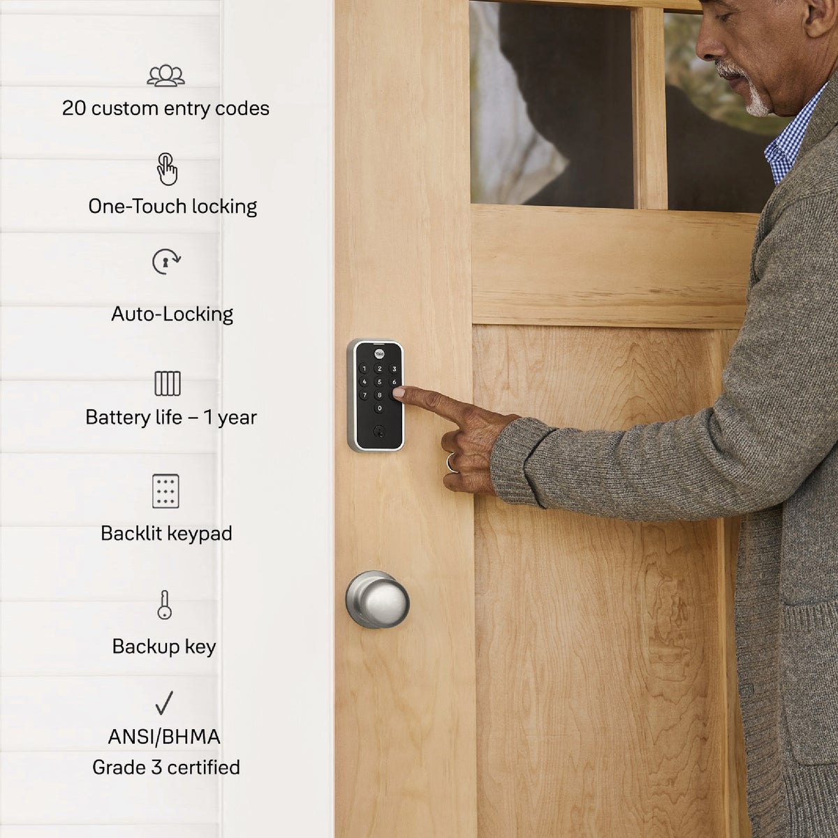 Yale Code Satin Nickel Electronic Lock Keypad Deadbolt Image 2