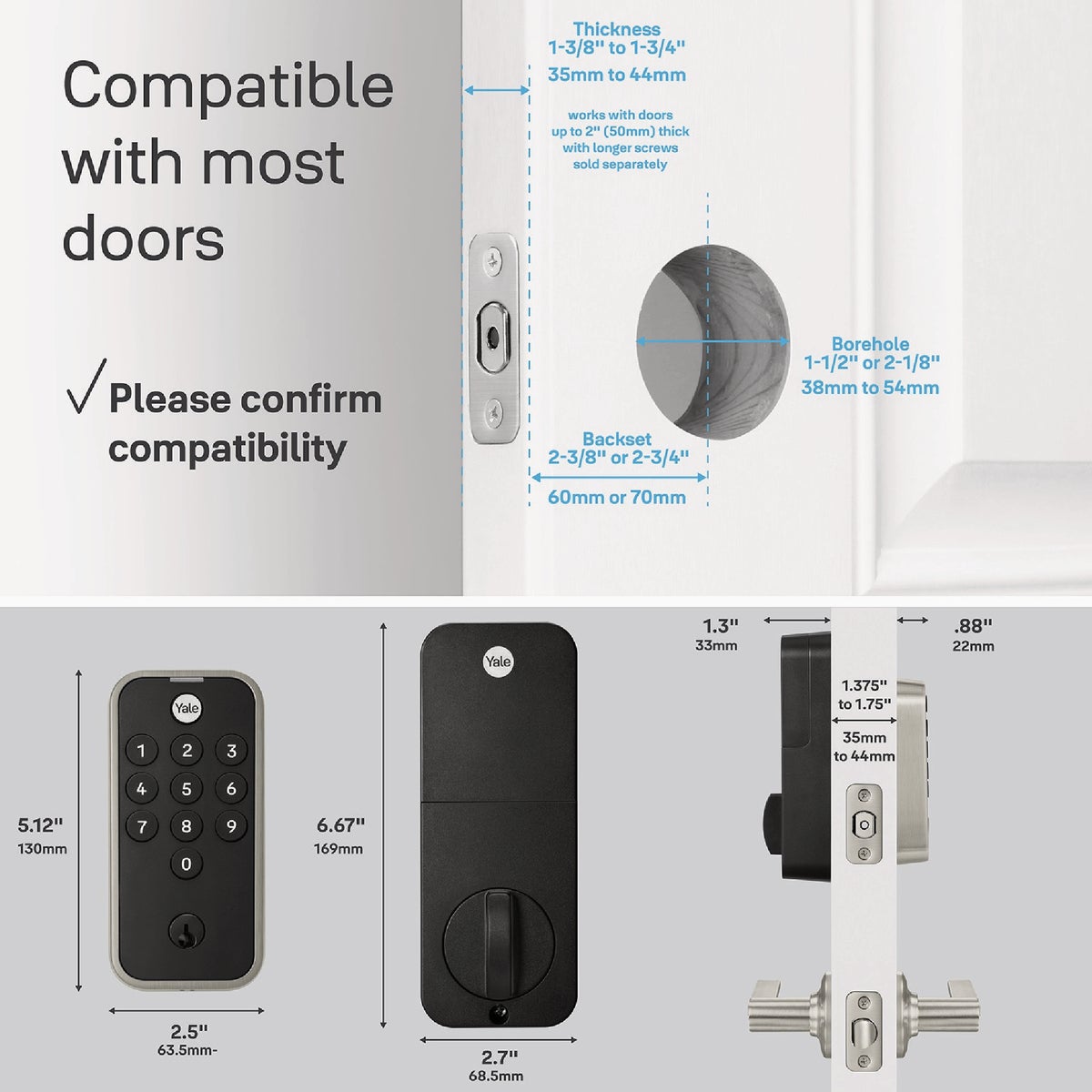 Yale Code Satin Nickel Electronic Lock Keypad Deadbolt Image 5