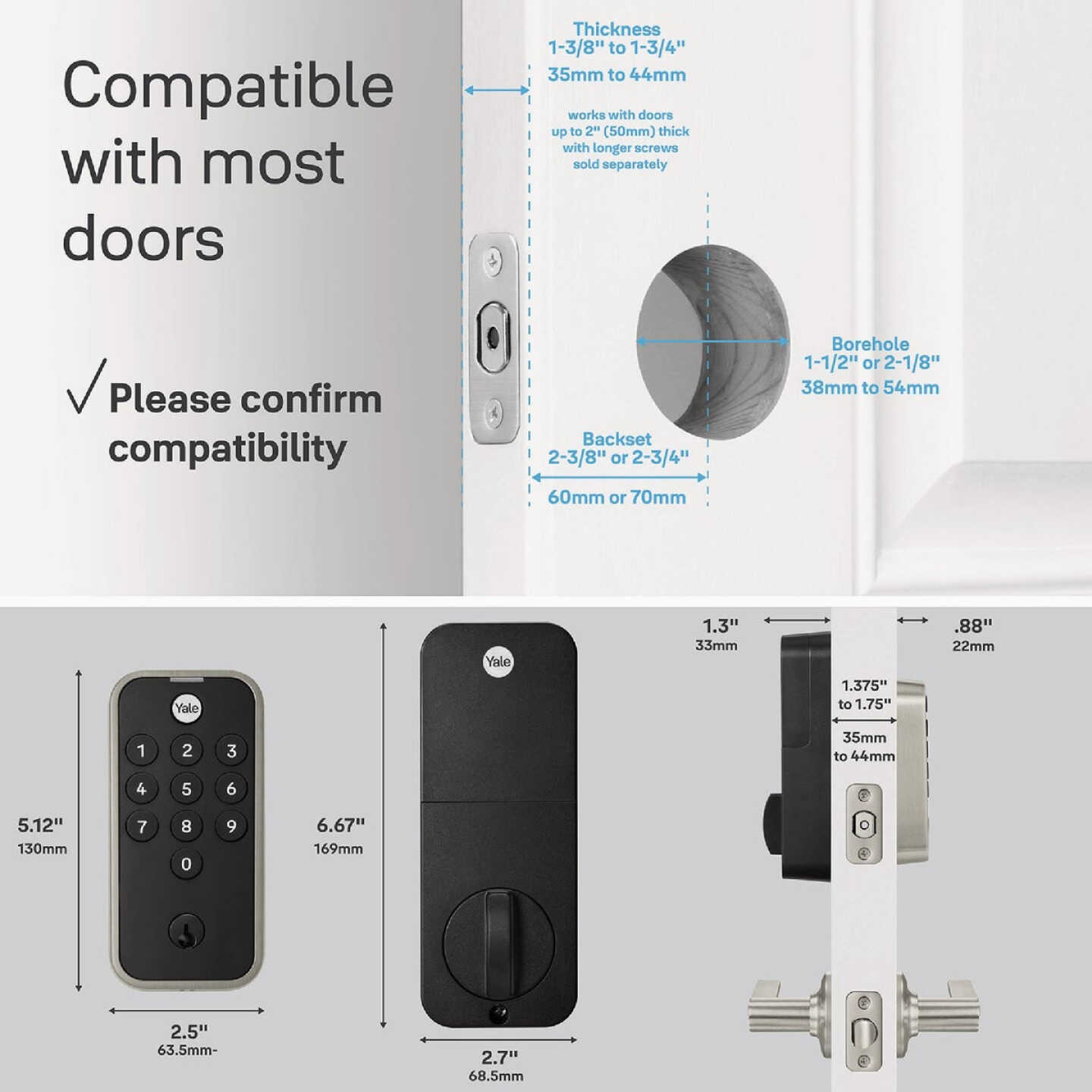 Yale Code Satin Nickel Electronic Lock Keypad Deadbolt Image 5
