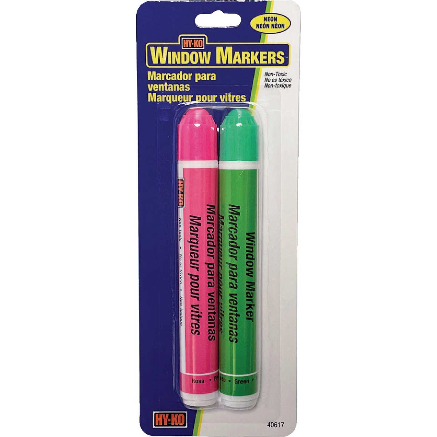 Hy-Ko Pink & Green Neon Window Marker (2-Pack) Image 1