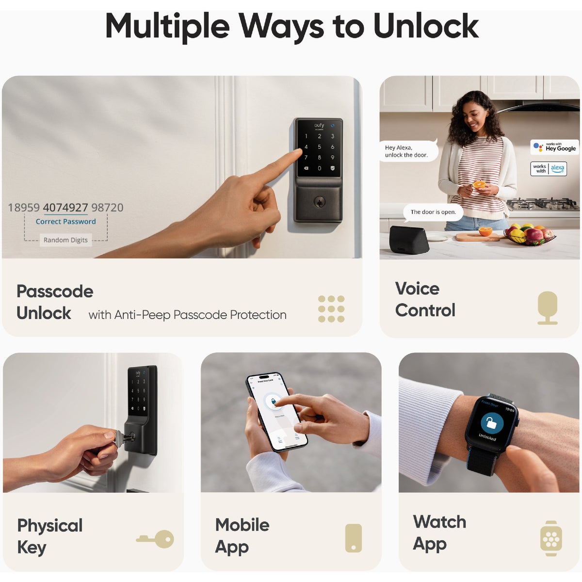 eufy Smart Lock C210 Black 5-In-1 Keyless Entry Door Lock Image 2