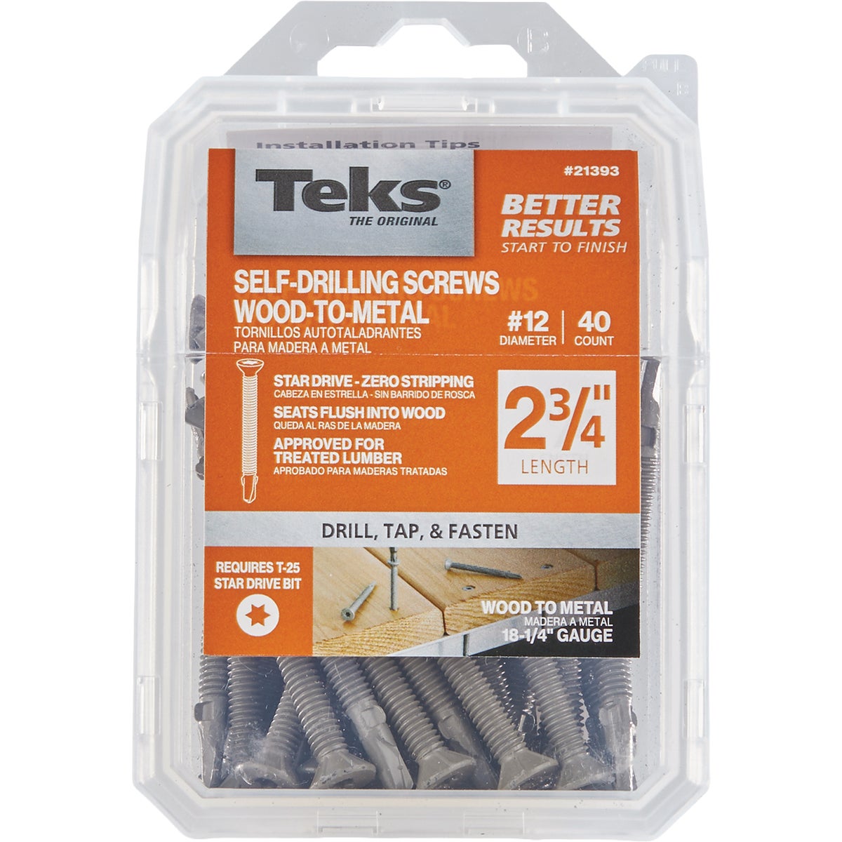 Teks #12 x 2-3/4 In. Star Head Drill Point Wood-to-Metal Screws (40-Count) Image 1