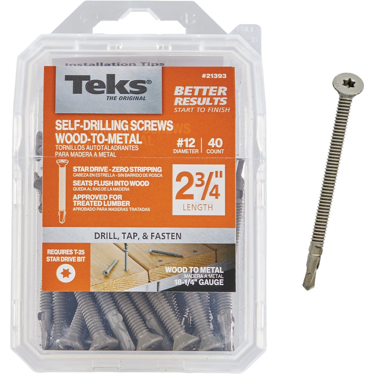 Teks #12 x 2-3/4 In. Star Head Drill Point Wood-to-Metal Screws (40-Count) Image 2