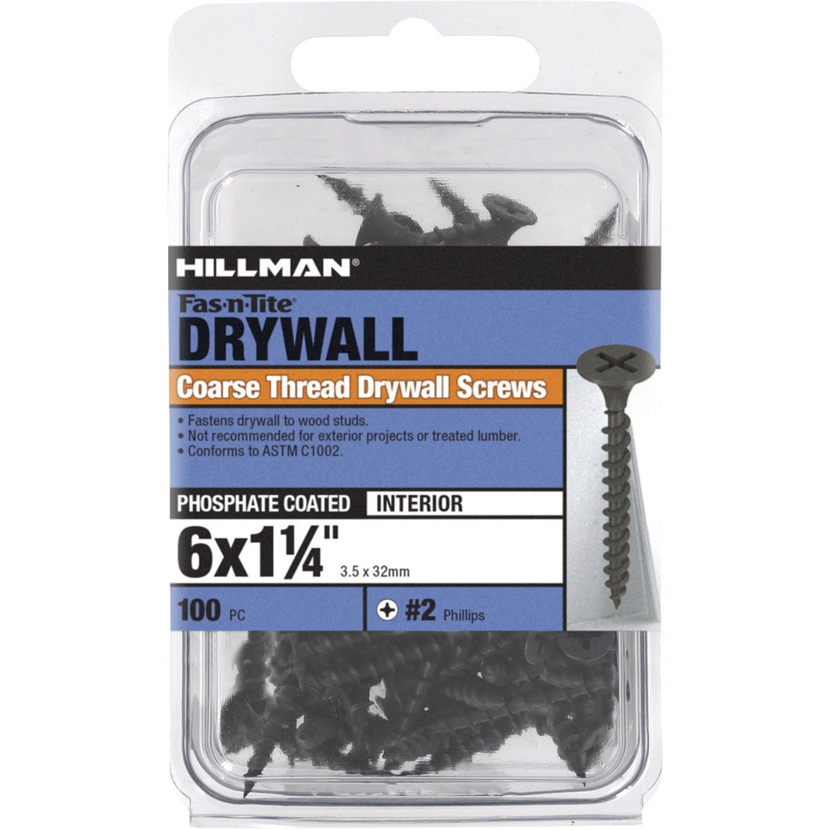 Hillman Fas-N-Tite #6 x 1-1/4 In. Coarse Thread Black Phosphate Drywall Screw (100-Count) Image 2