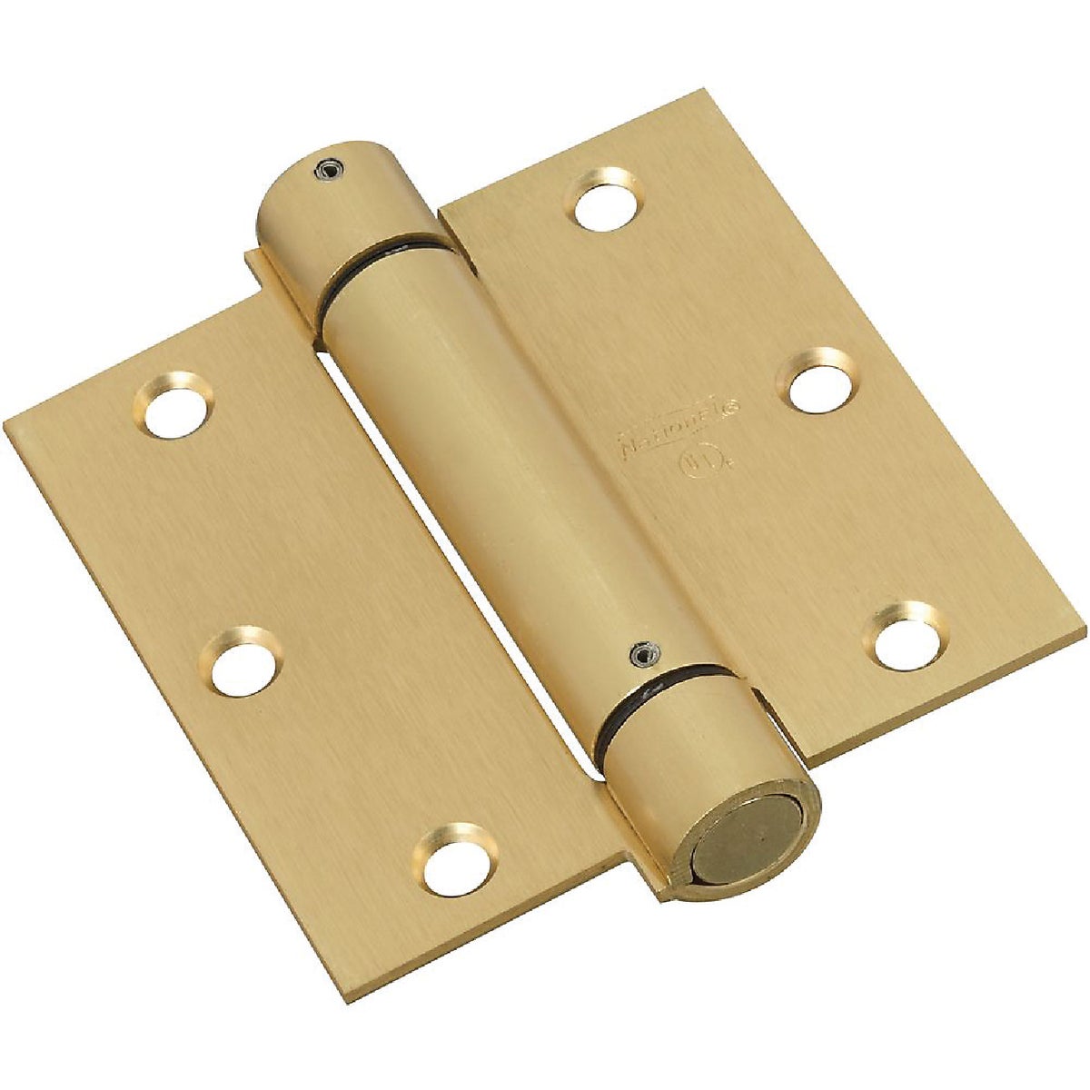 National Hardware 3-1/2 In. Square Satin Brass Spring Door Hinge