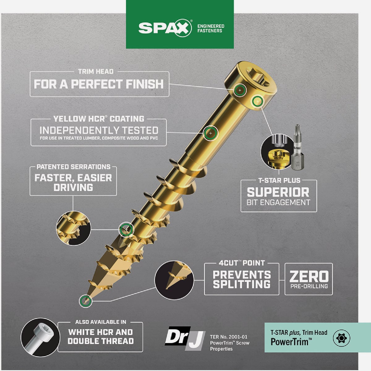 SPAX #8 x 3-1/8 In. T10 Plus Cylindrical Head HCR (Exterior Rated) Yellow Trim Screw (100-Count) Image 3