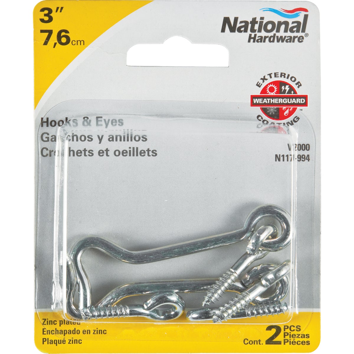 National Hardware 3 In. Steel Hook & Eye Bolt (2-Count) Image 2
