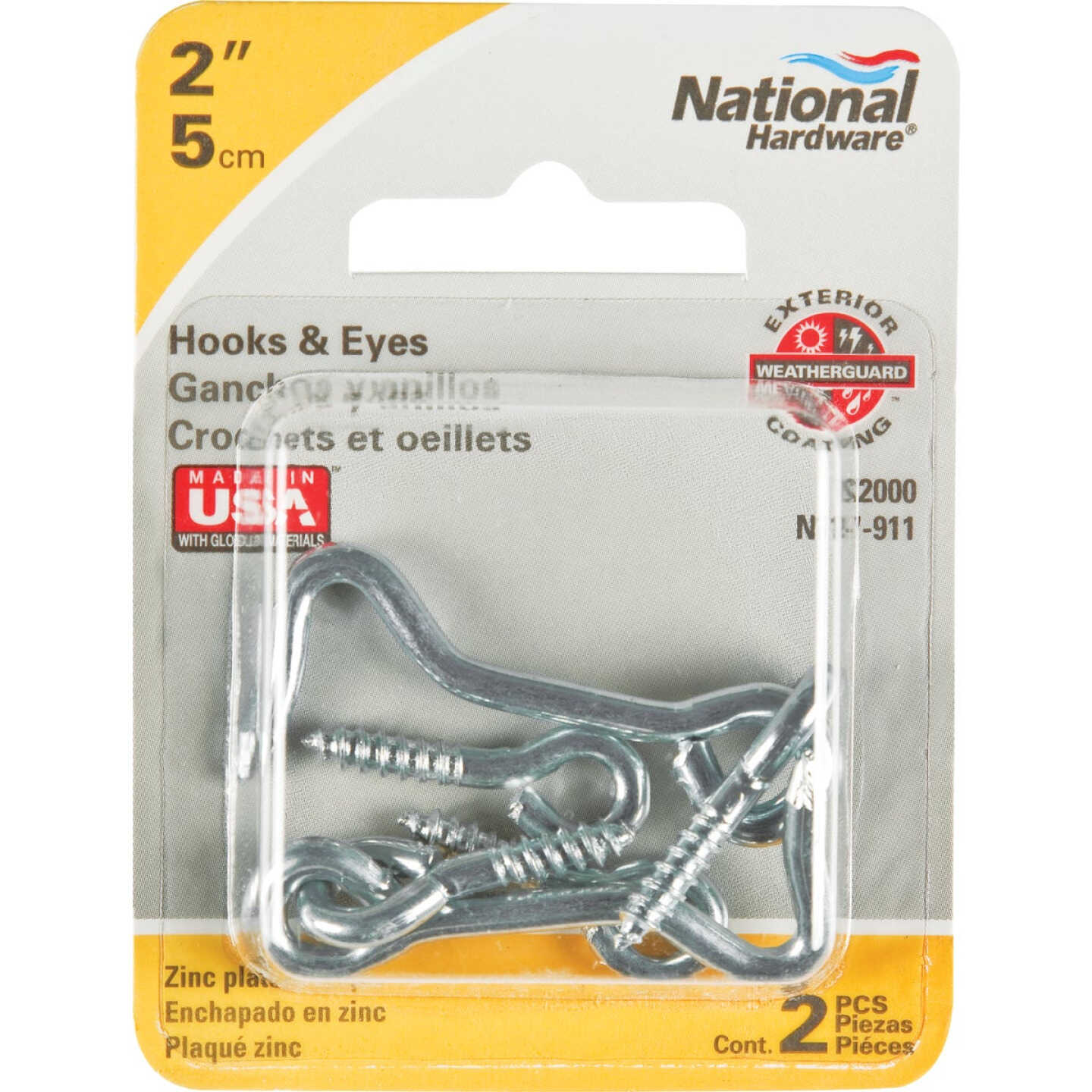 National Hardware 2 In. Steel Hook & Eye Bolt (2-Count) Image 2