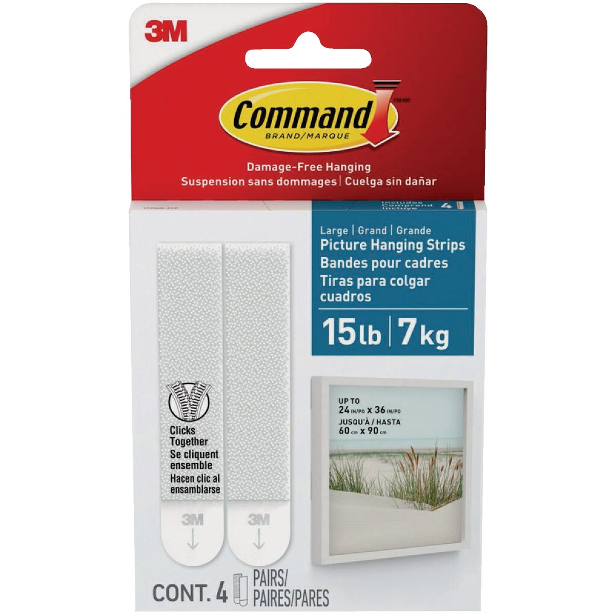 Command 15 Lb. White Bath Picture Hanging Strips, 4 Pairs Image 1