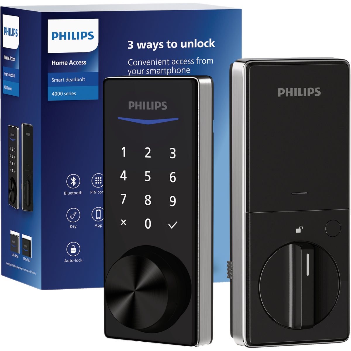 Philips Bluetooth & Fingerprint Touchscreen Electronic Deadbolt, Satin Nickel