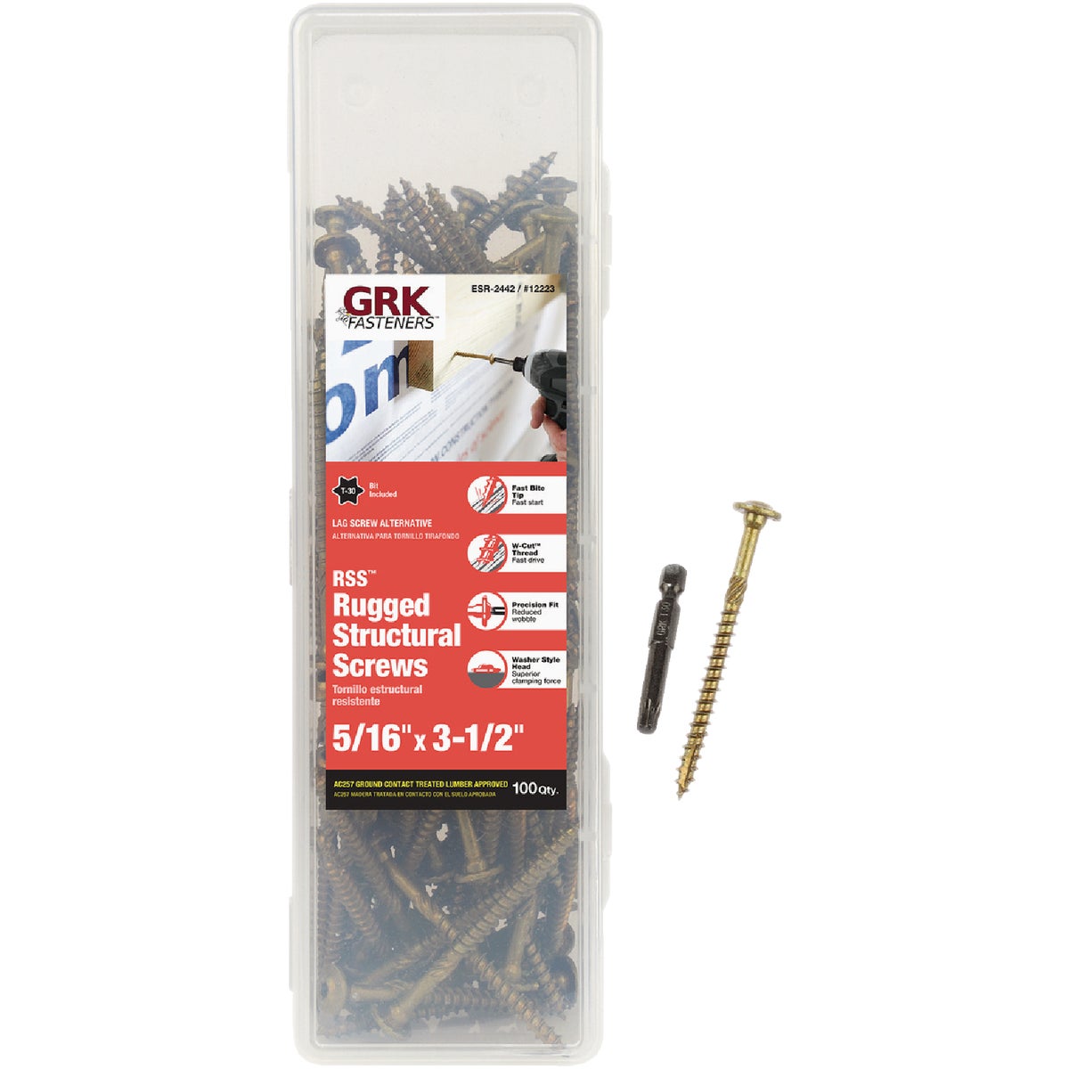 GRK RSS Rugged 5/16 In. x 3-1/2 In. Star Drive Washer-Head Structure Screw (100-Count) Image 1