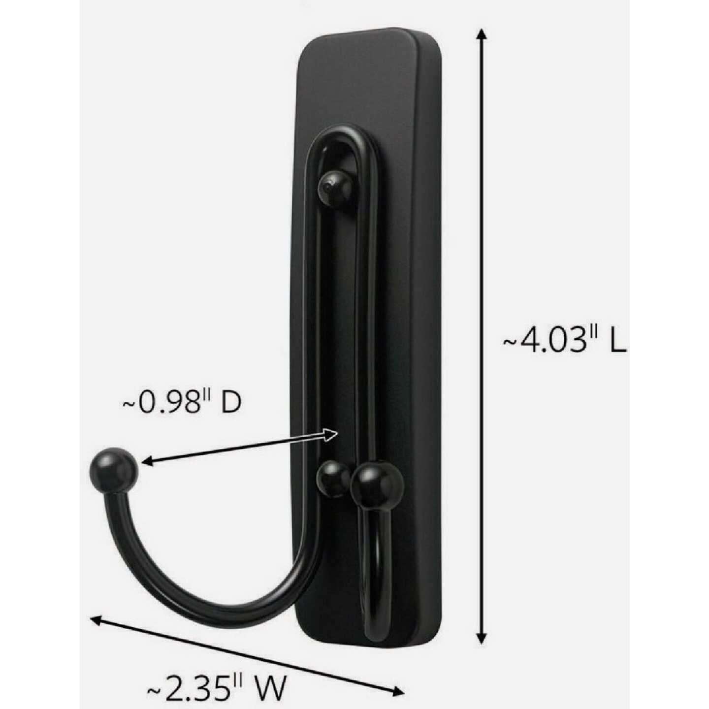 Command Large Double Bath Hook, Matte Black, 1 Hook, 2 Strips Image 2