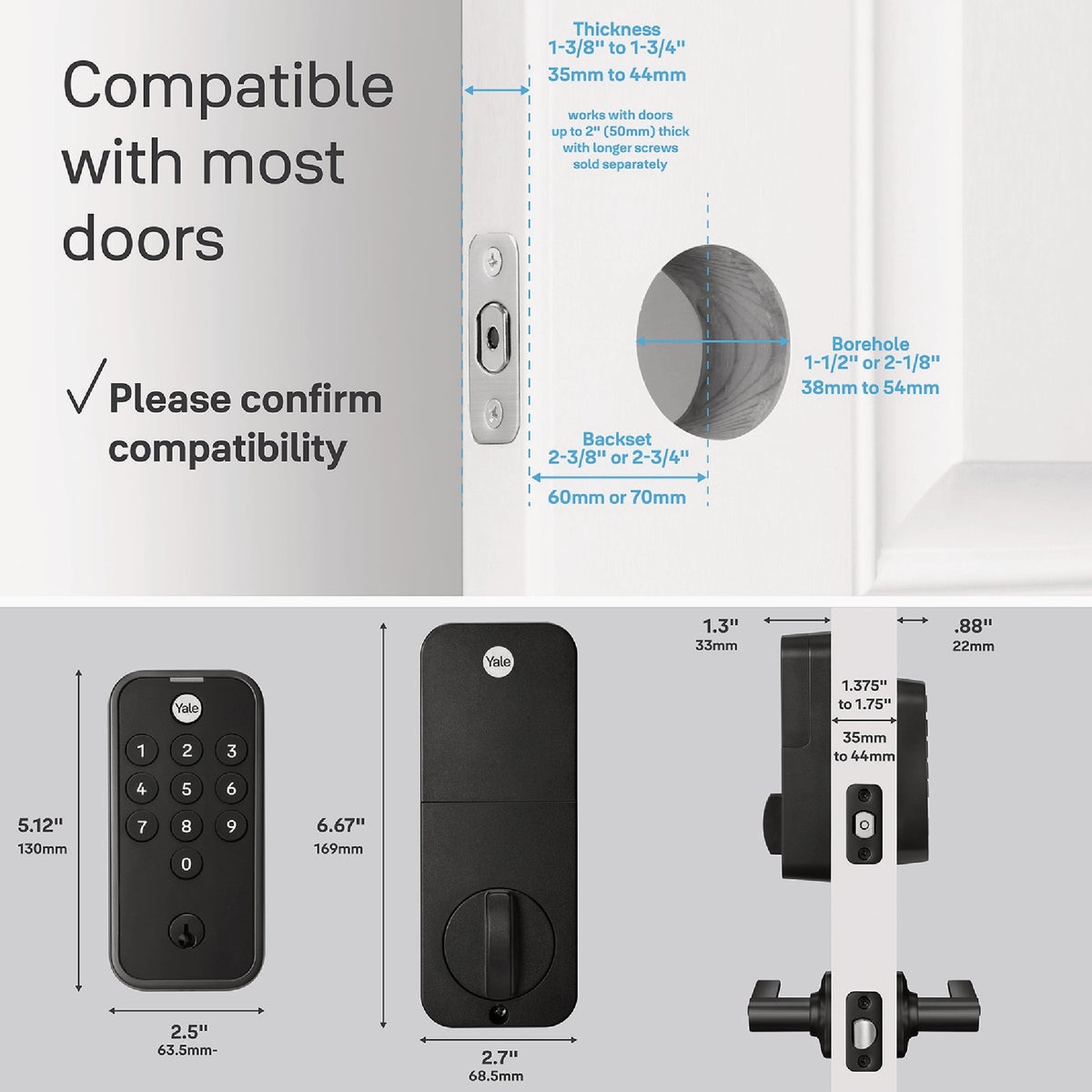Yale Code Black Suede Electronic Lock Keypad Deadbolt Image 4