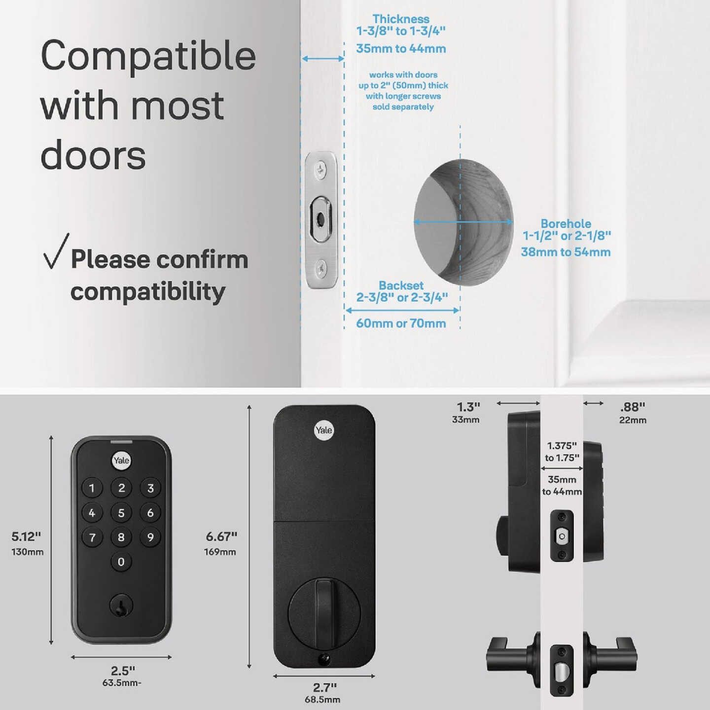 Yale Code Black Suede Electronic Lock Keypad Deadbolt Image 4