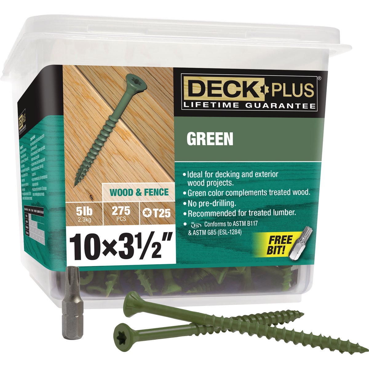 Hillman Deck Plus #10 x 3-1/2 In. Green Deck Screw (275-Count) Image 1