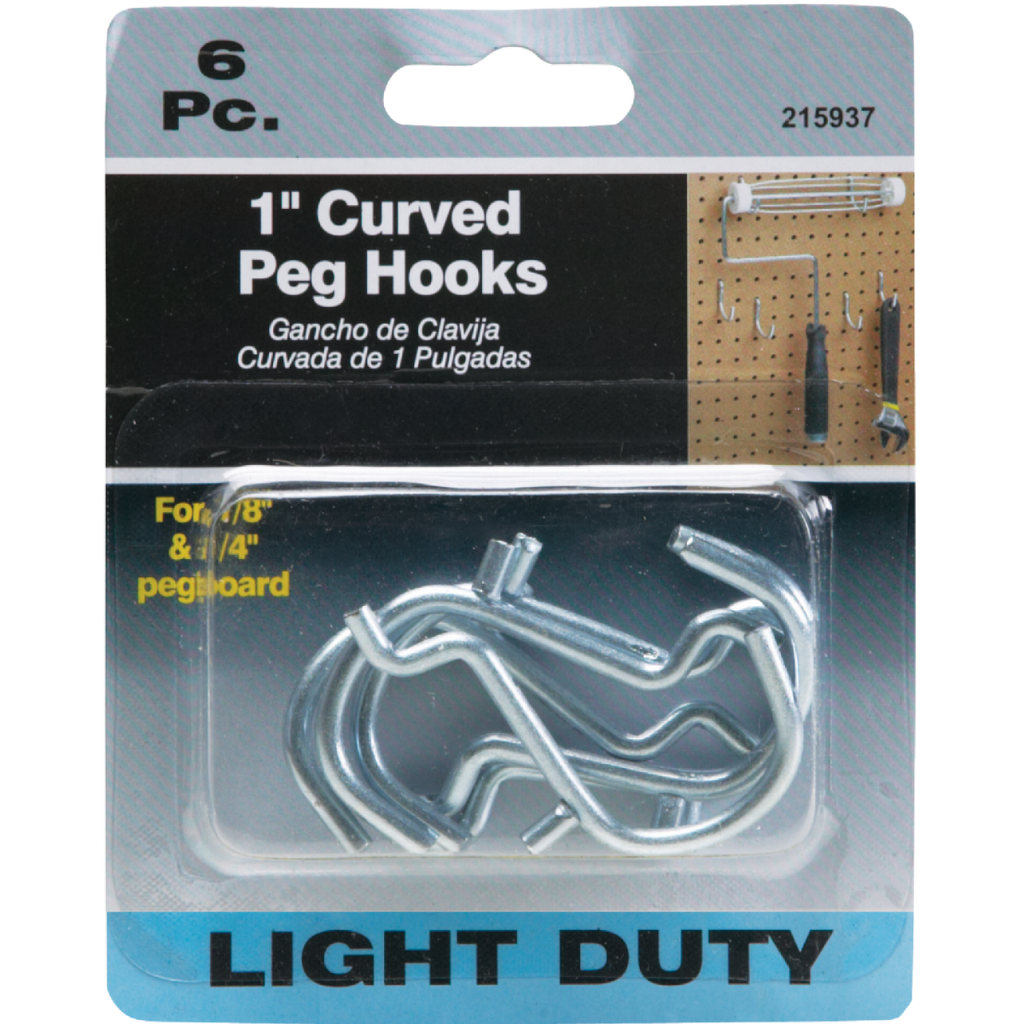 1 In. Curved Pegboard Hook (6-Count) Image 2