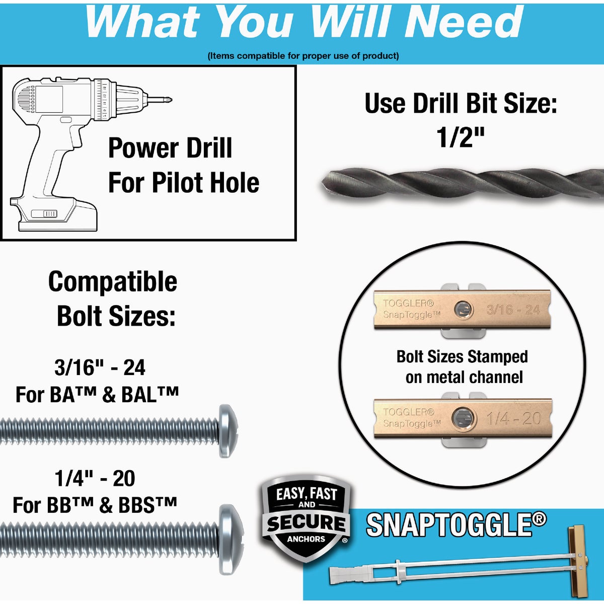 Toggler Snaptoggle 3/16 In.-24 x 2 In. Toggle Bolt (30-Count) Image 3